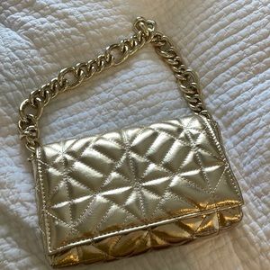 Zara Gold going out bag with brass hardware